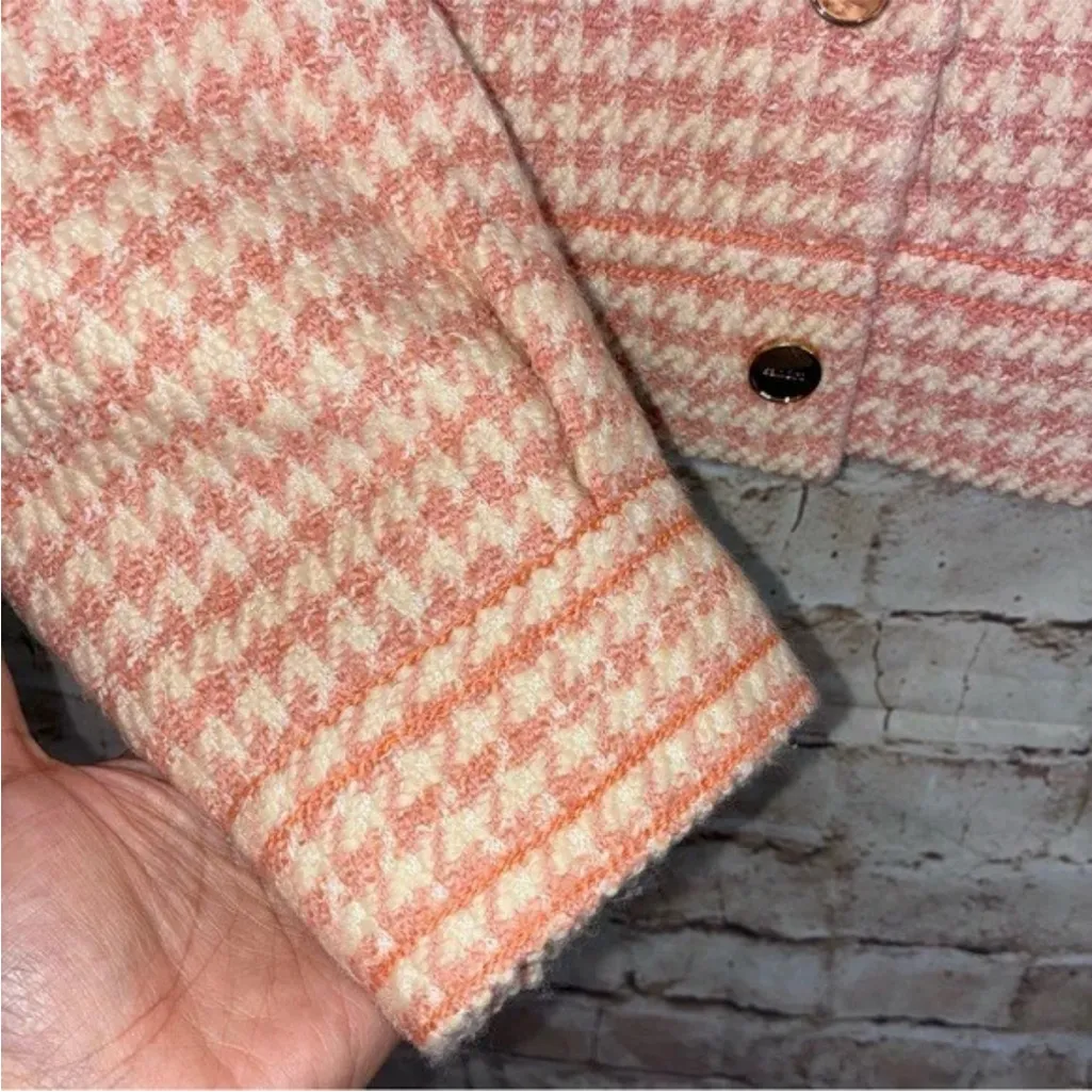 Sandro  Alois Two-tone Houndstooth Jacket In Ecru Pink Size 2 - Image 5