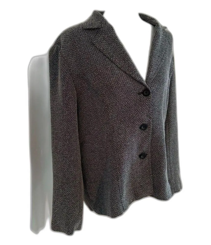 Coldwater Creek | Charcoal Black Tweed Blazer Jacket Size Large Button Up - Image 2
