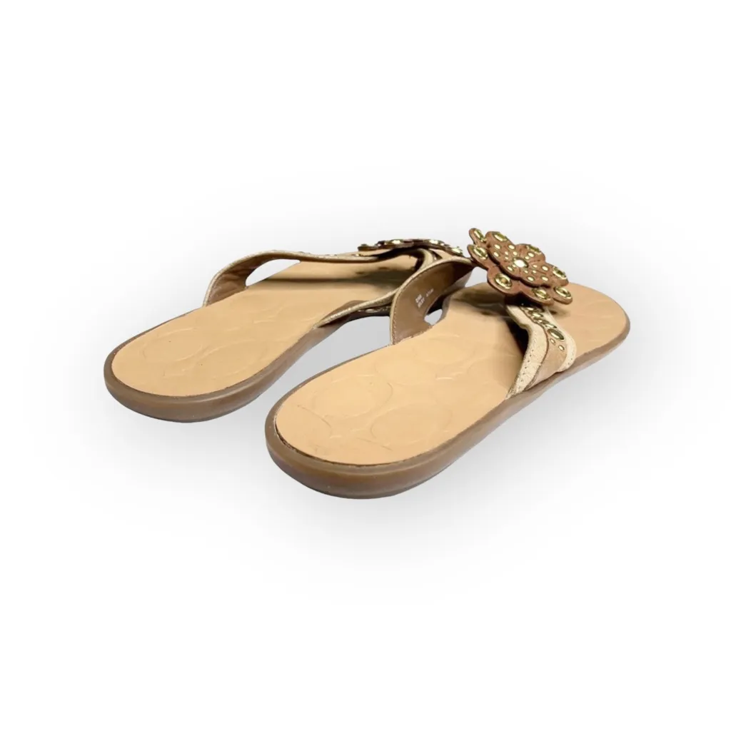 Deadstock: new Coach ❃ Kelby Flower Hardware Thong Sandal ❃ Latte Leather ❃ 8.5 - Image 3