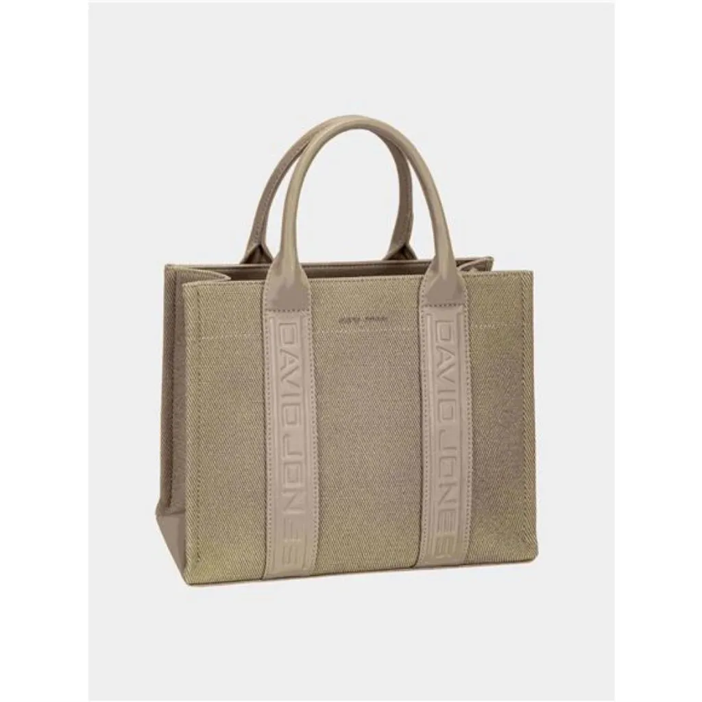 David Jones Canvas Tote‎ Handbag with Contrast Leather Handles - Image 6