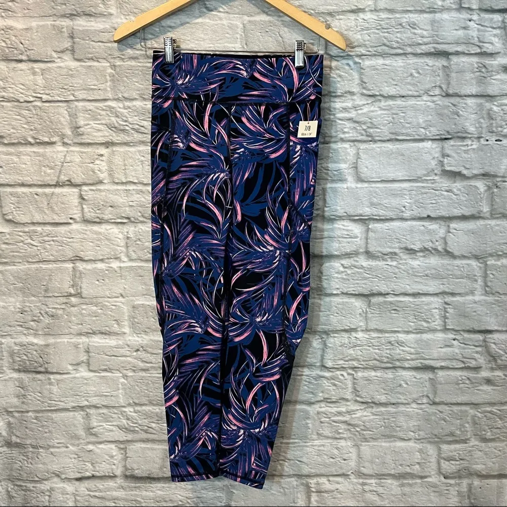 NWT Sweaty Betty The Zero Gravity Neon Palm Leaf 7/8 Stretch Workout Leggings S - Image 3