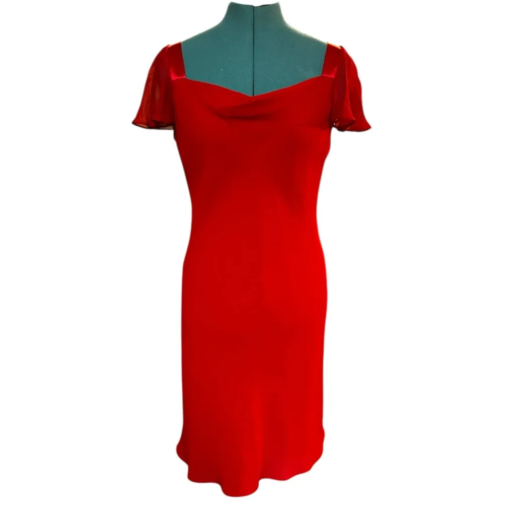 NWT Silk Trim Dress Jones New York Red 1990s Size 6 Sheath - Image 2