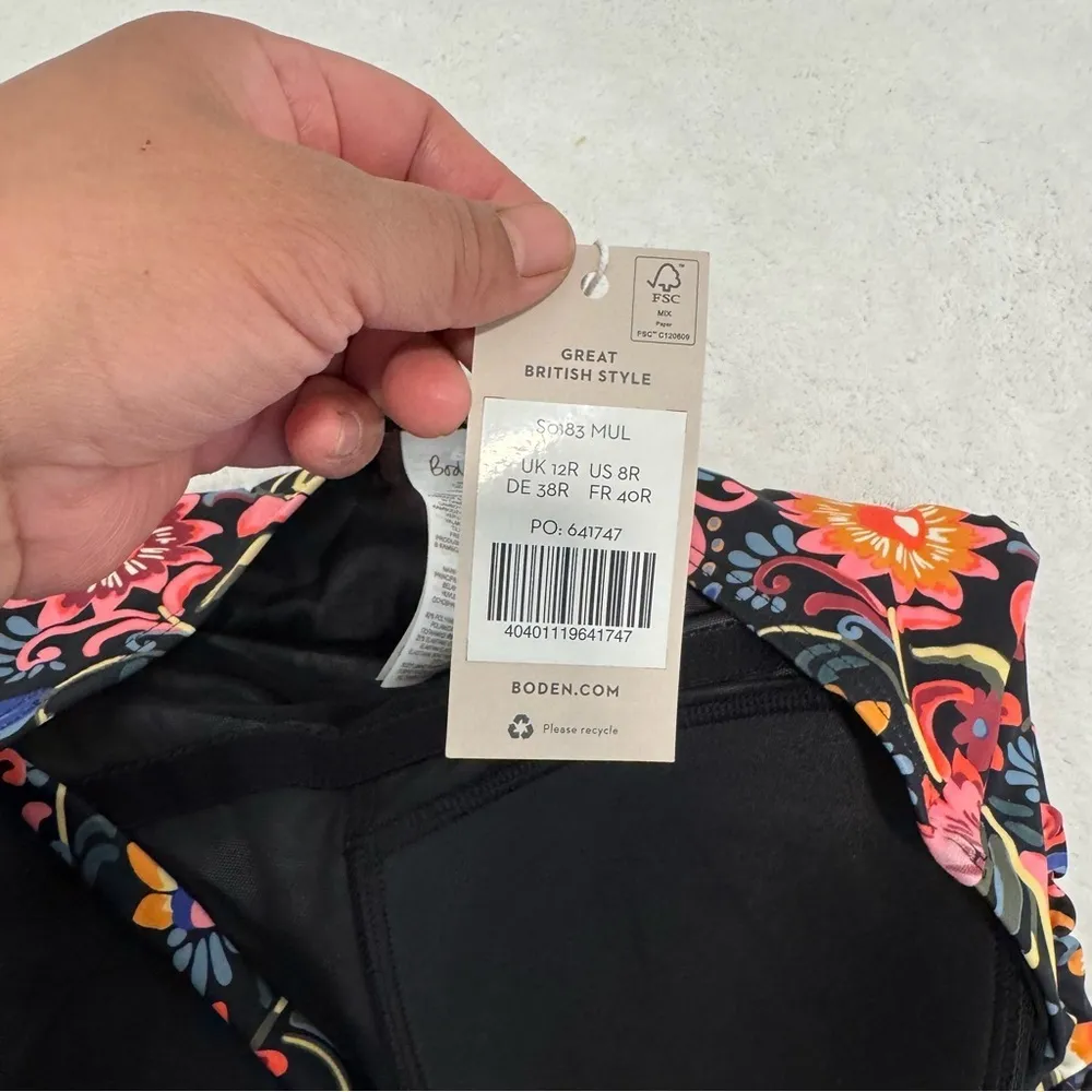 Boden Levanzo Ruched Halter Swimsuit size 8R Black - Image 6