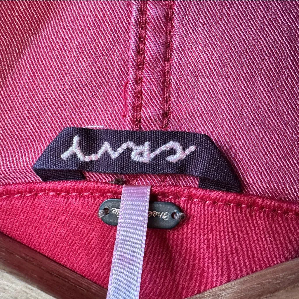 Free People Crvy size 10 Formula One Red Denim Zip Up Lennox Romper Shortsuit - Image 9