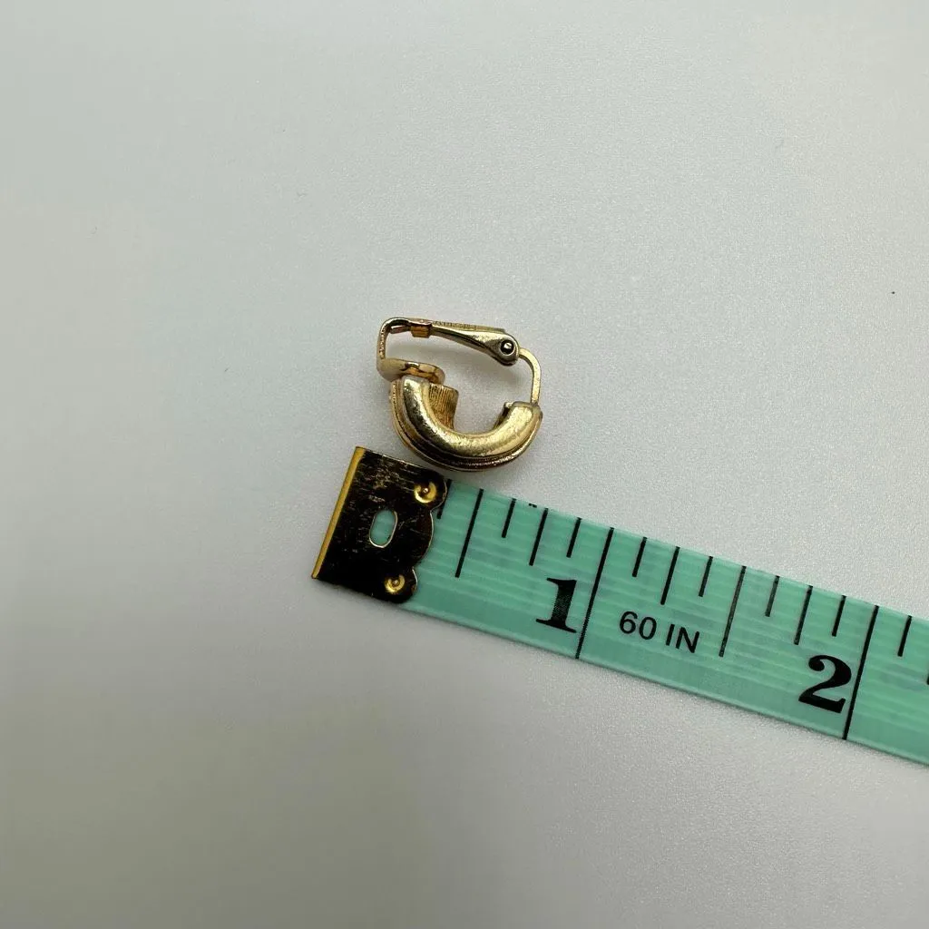 Christian Dior Gold‎ Tone Rhinestone Small Half Hoop Clip On Earrings Vintage - Image 7