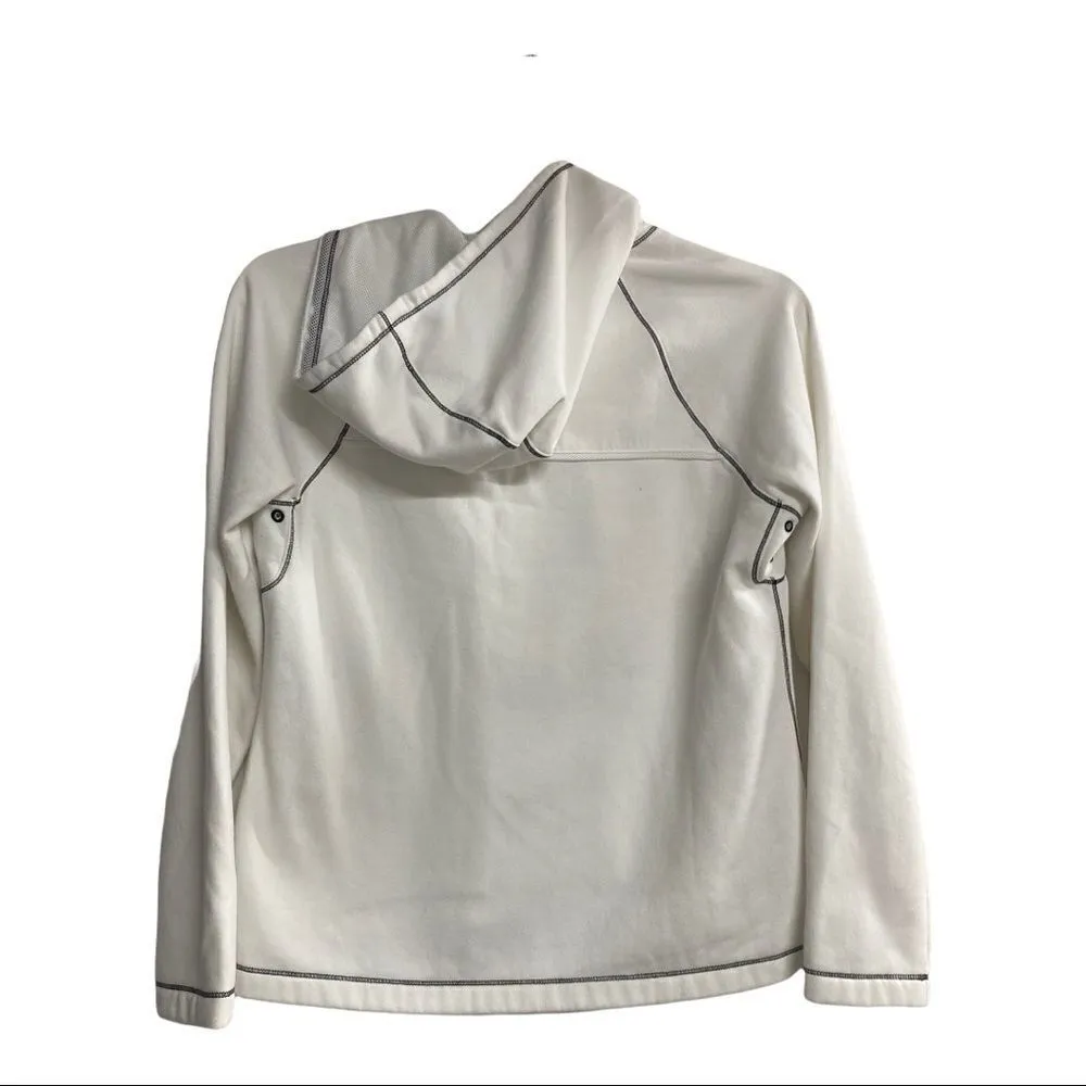 ANN TAYLOR LOFT, White with black trim, women’s hooded sweatshirt, Size Large - Image 2