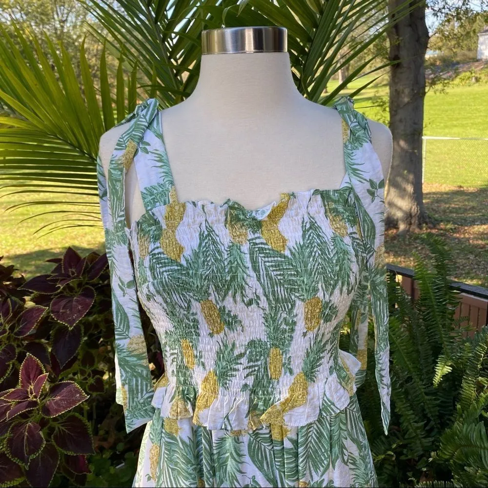 Skies Are Blue Pineapple Smocked Jumper Dress - Image 2