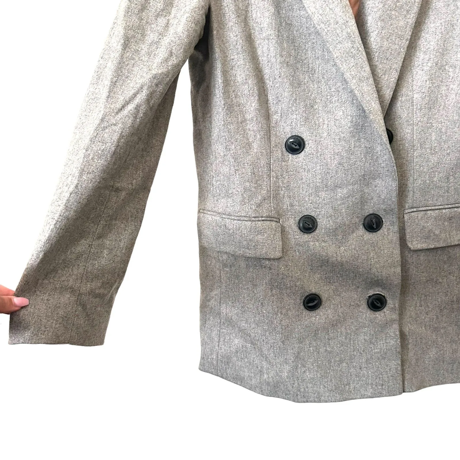 RAG‎ & BONE Blazer Style Wool Pea Coat Grey Sz 6 - Image 4