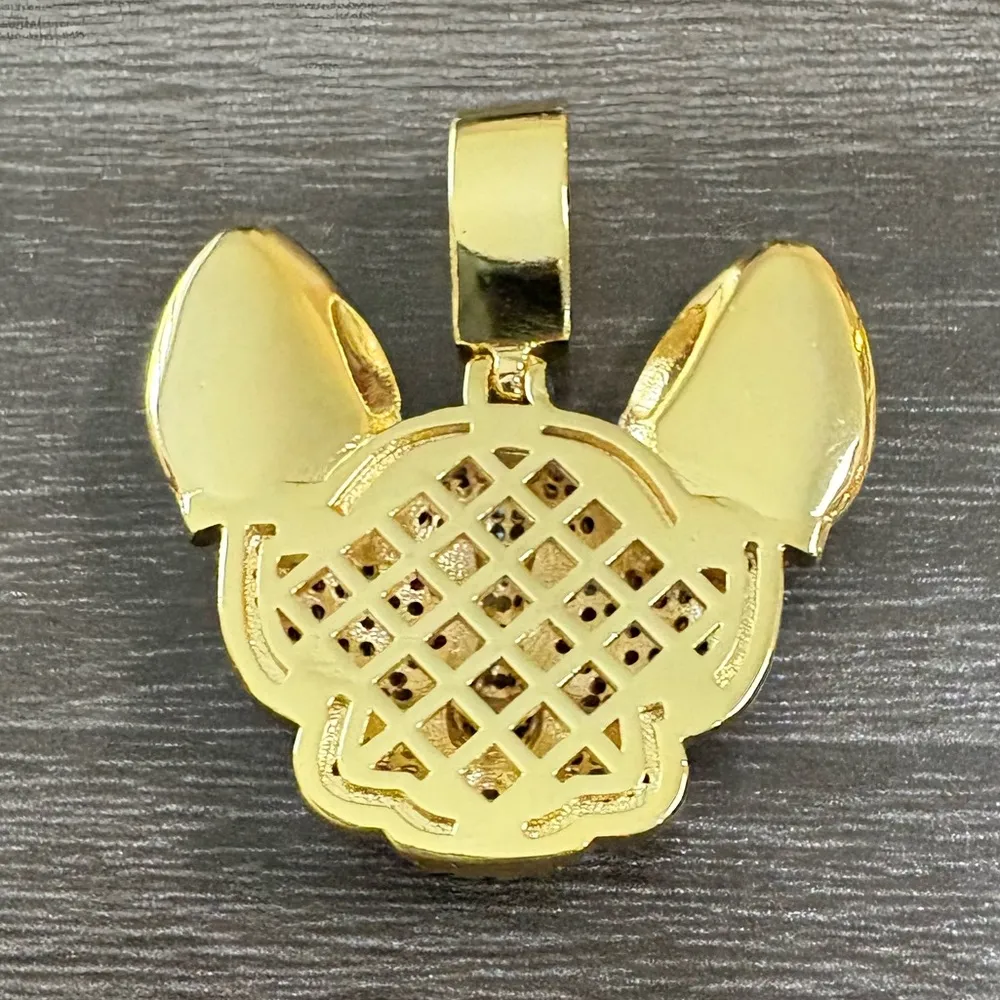 Unisex Gold Plated Brass Bling Sunglasses Dog Pendant - Image 2