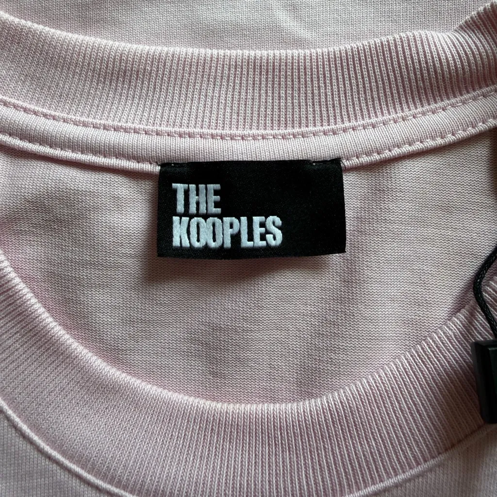 The Kooples Edgy Pink Graphic “What Is?” Short Sleeve Tee Shirt Size 0 NWT - Image 8