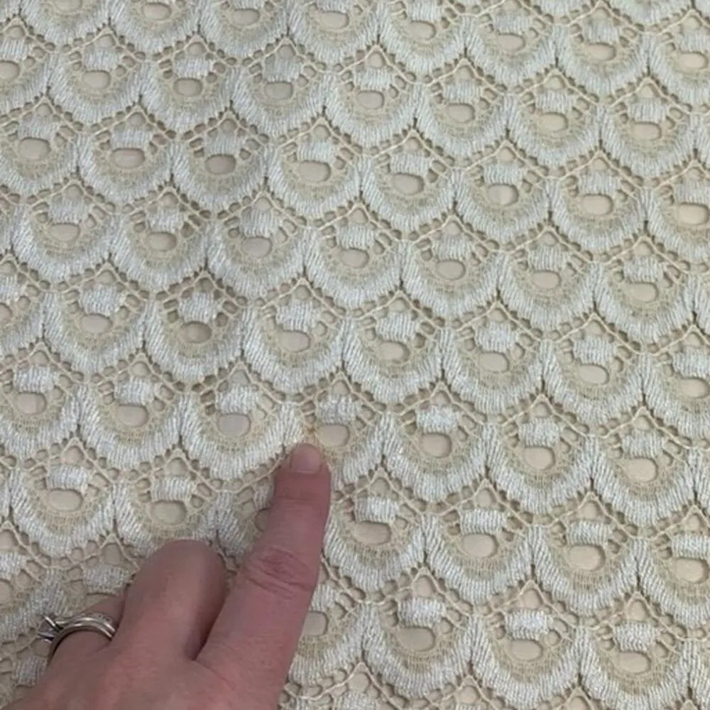 VINTAGE 1960s Indorables of California | S | Ivory Lace Scallop Mini Shift Dress - Image 10