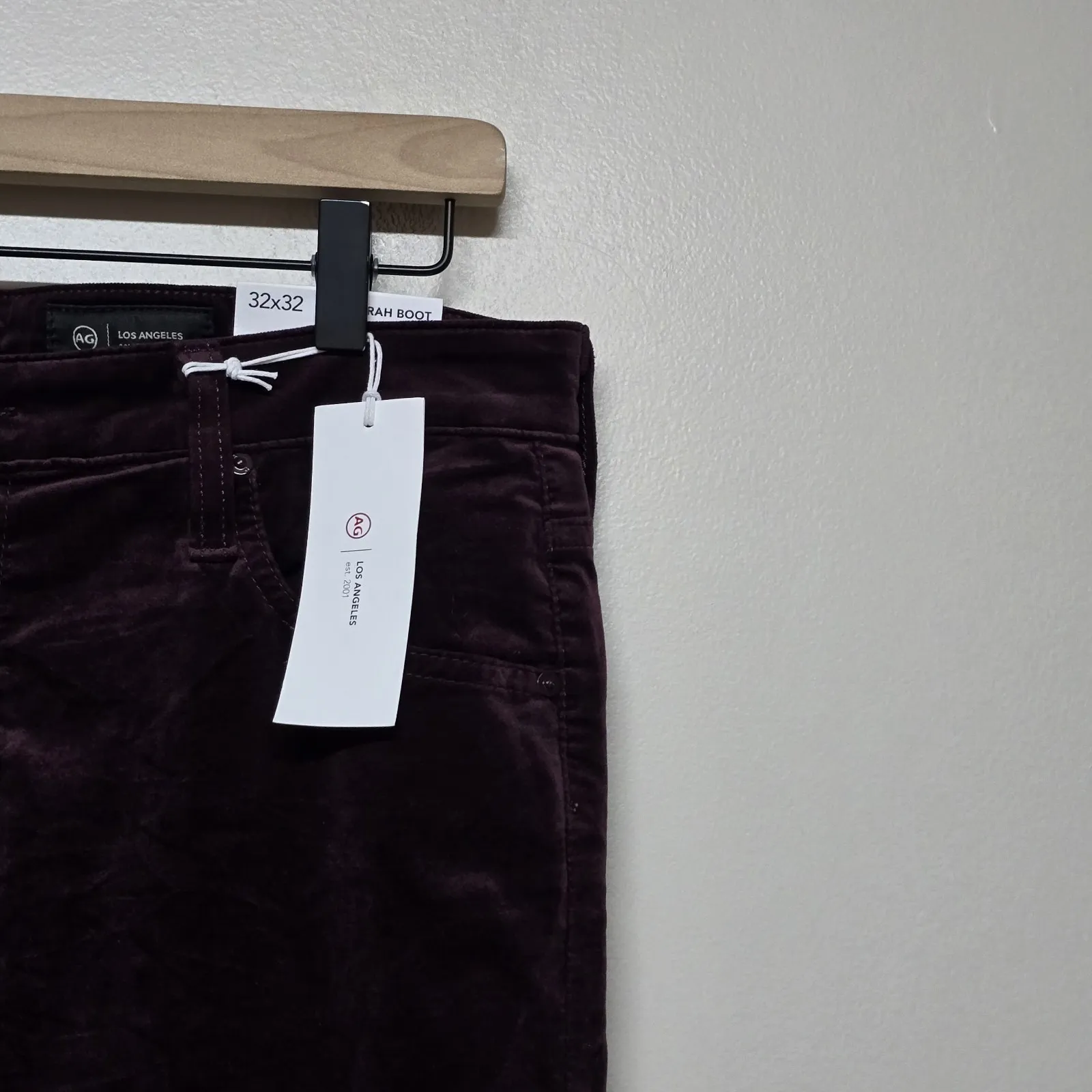 AG Jeans 32x32 Winery Farrah Boot Cut High Rise Velvet Adriano Goldschmied NWT - Image 7