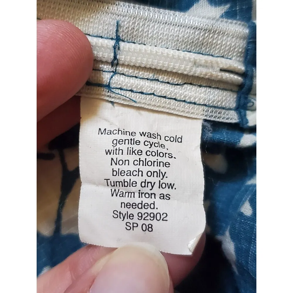 J Crew Blouse Women 8 Cottage Core Floral Ruffled Blue Prairie Hawaii Zip V Neck - Image 2