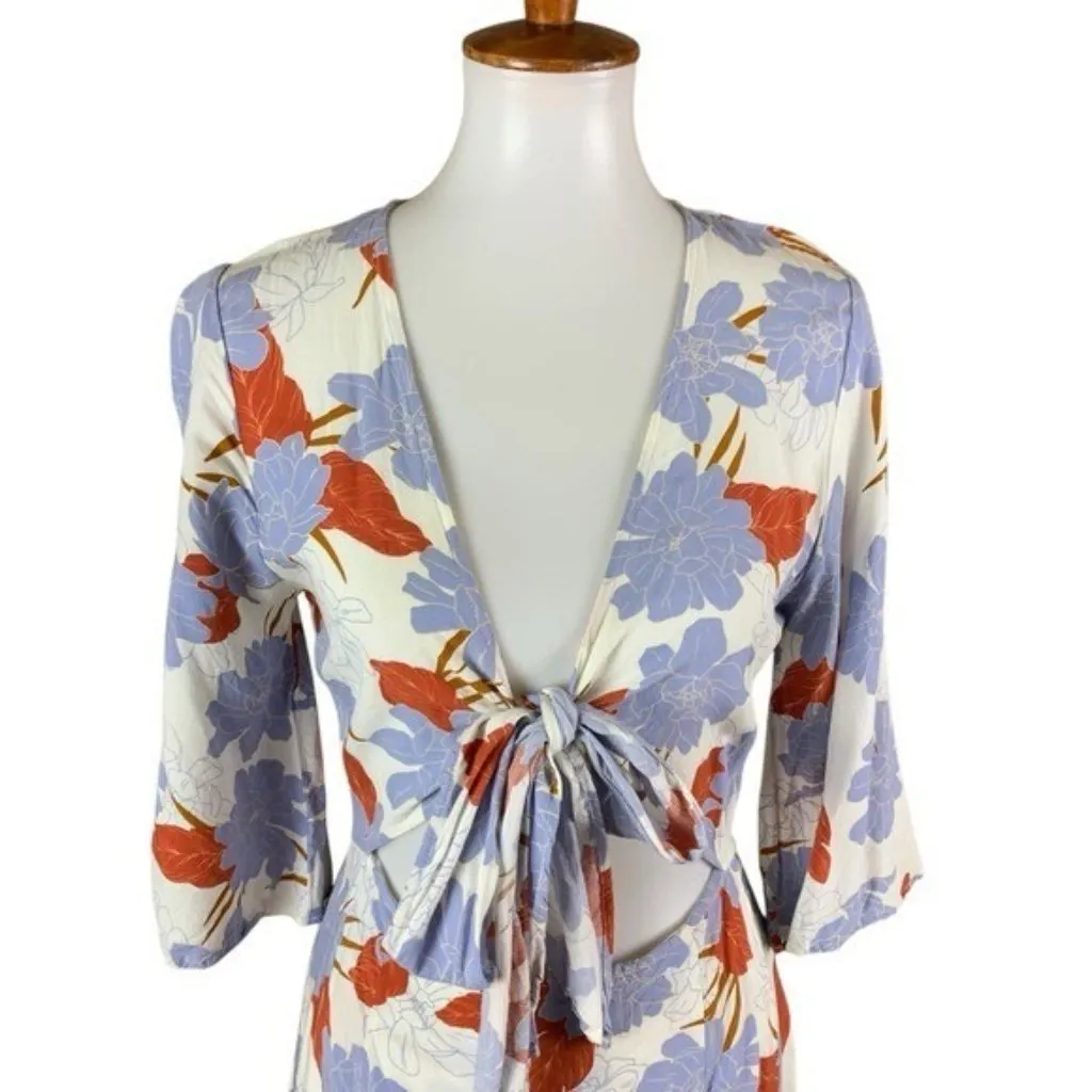 Anthropologie‎ L Space Kellen Cover-Up Dress Floral Tie Front Cutout Medium - Image 4