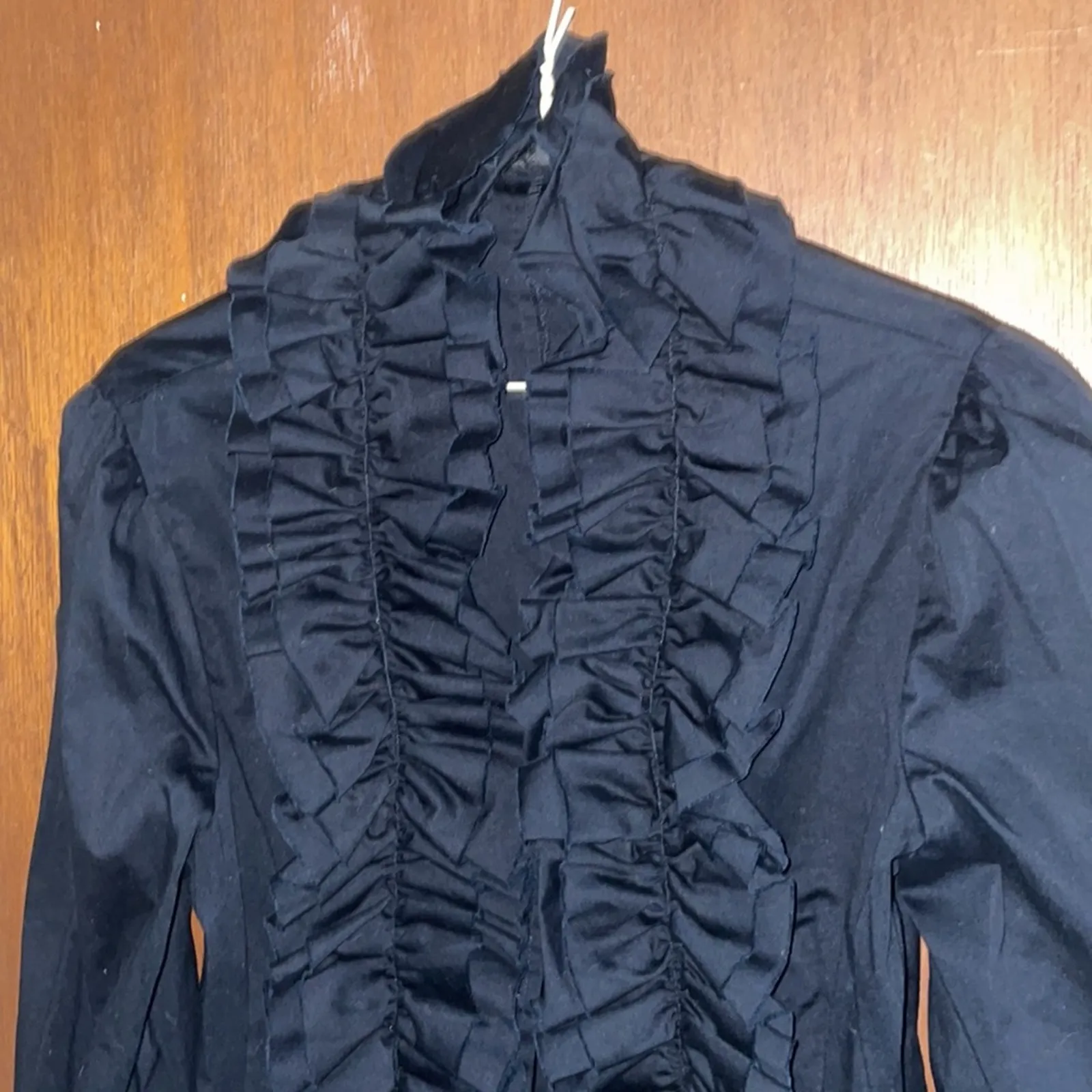 Black Y2K ruffle steampunk button shirt Size M - Image 6