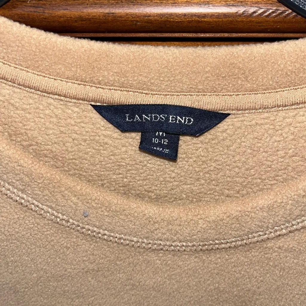 NWOT! Lands End Women’s Fleece Pullover 19” P2P Tan Size M - Image 3
