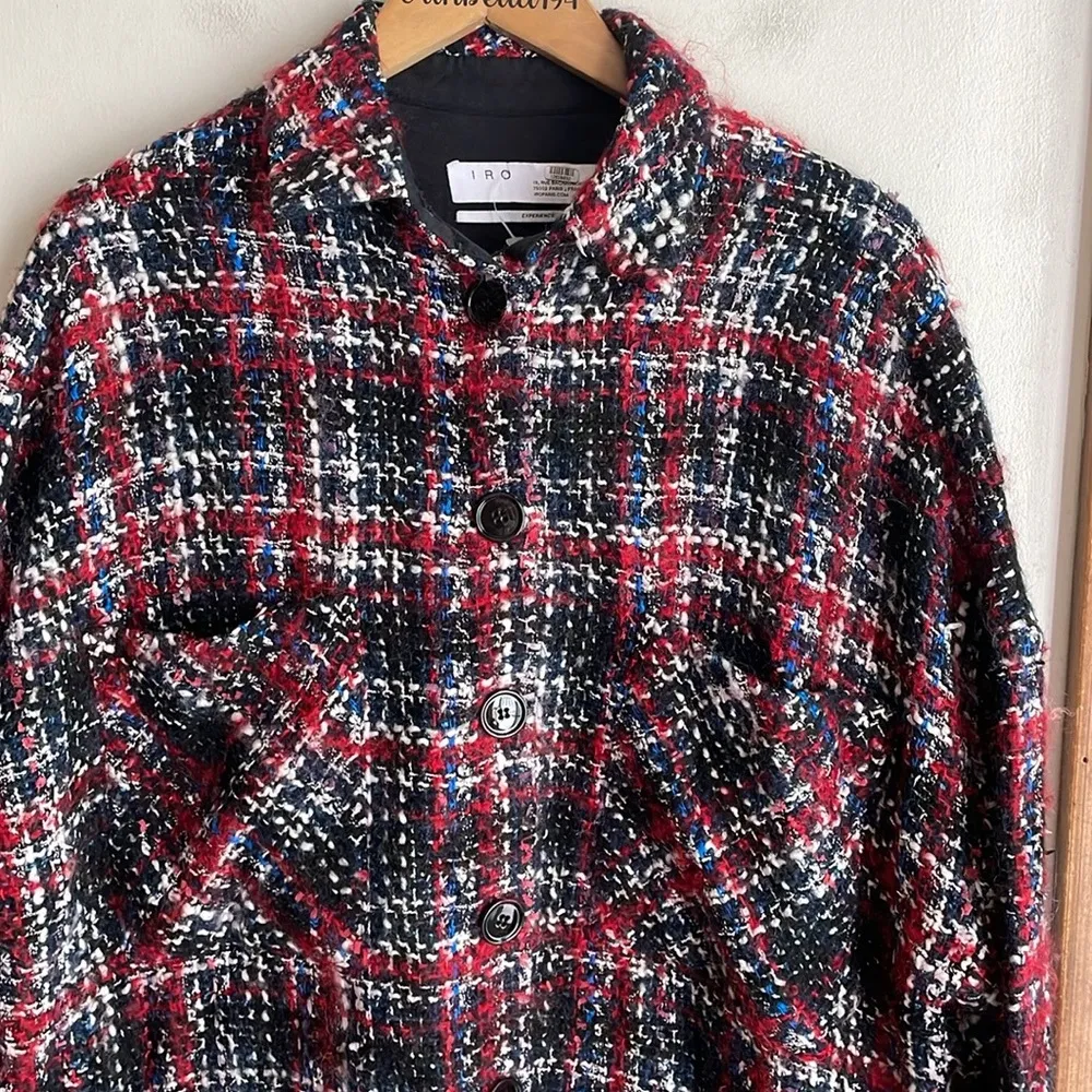 IRO Elmer Plaid Tweed Jacket Black Multi - Image 4