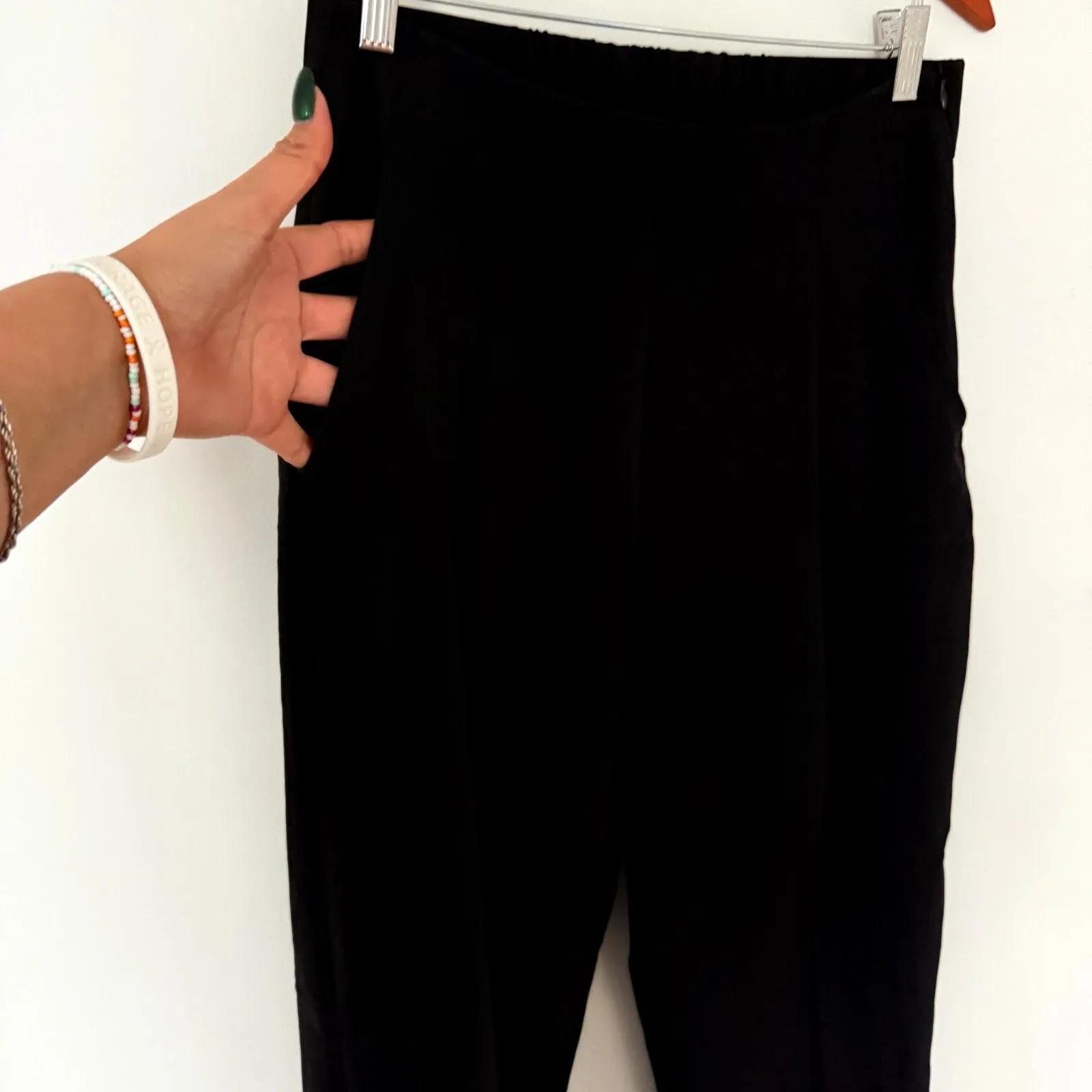 Halara High Waisted Shirred Pocket Tapered Straight Leg 7/8 Length Work Pants M - Image 4