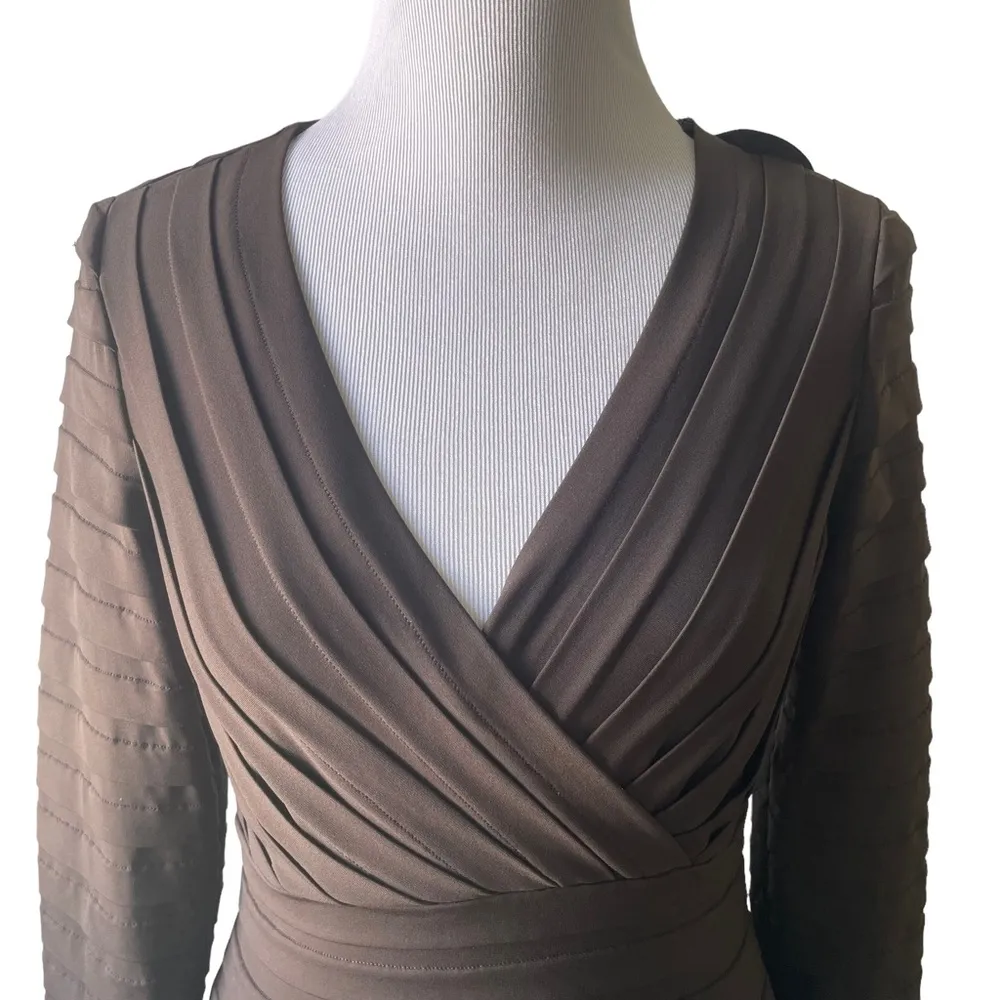 Tadashi Collection Banded Shutter Pleat V Neck Dress Small OM70318M - Image 100