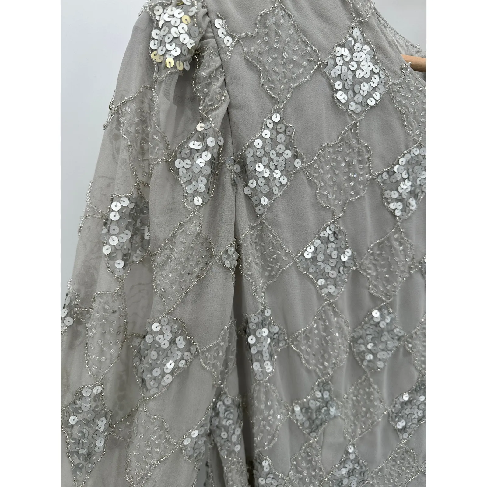 Cassandra Stone Womens Silver Embellished Formal Gown Size 14 Mother of Bride - Image 8