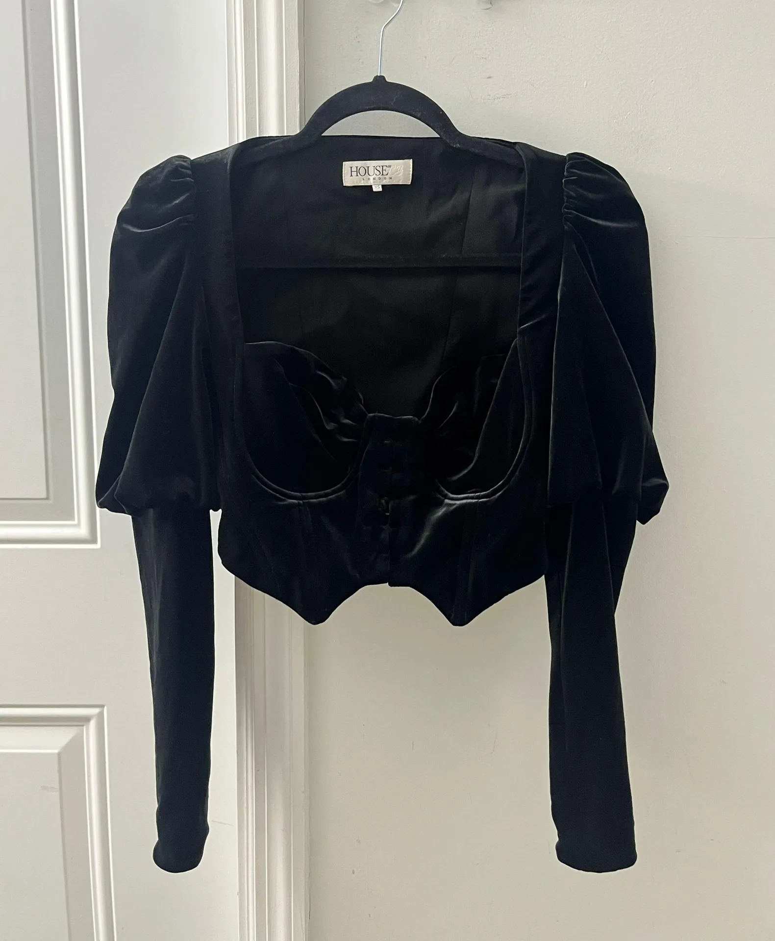 London Corset Velvet Long Sleeve Top - Image 2