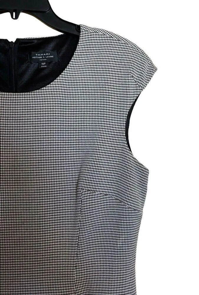Tahari ASL Arthur Levine Sheath Dress Womens 10P Petites Multicolor Houndstooth - Image 3