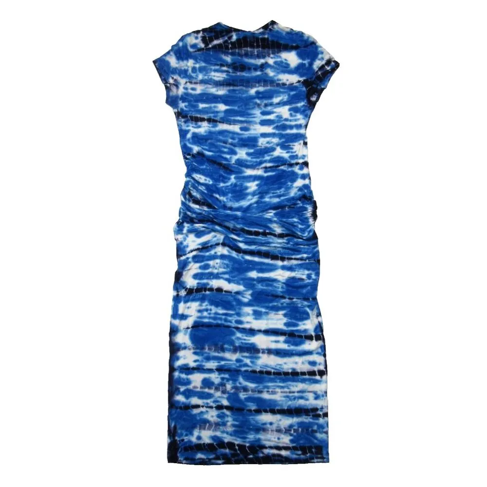 NWT Young Fabulous & Broke Araya in Blue White Tie Dye Ruched Jersey Dress L - Image 5