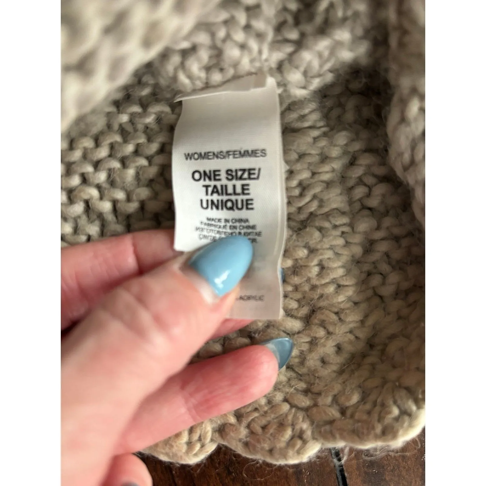 The North Face Wool Blend Hat Beanie Womens One Size Beige Cable Knit Ear Flap - Image 5