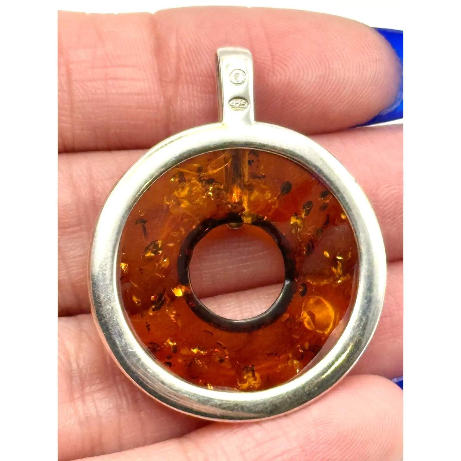 Baltic Amber Donut Sterling Silver Pendant - Image 4