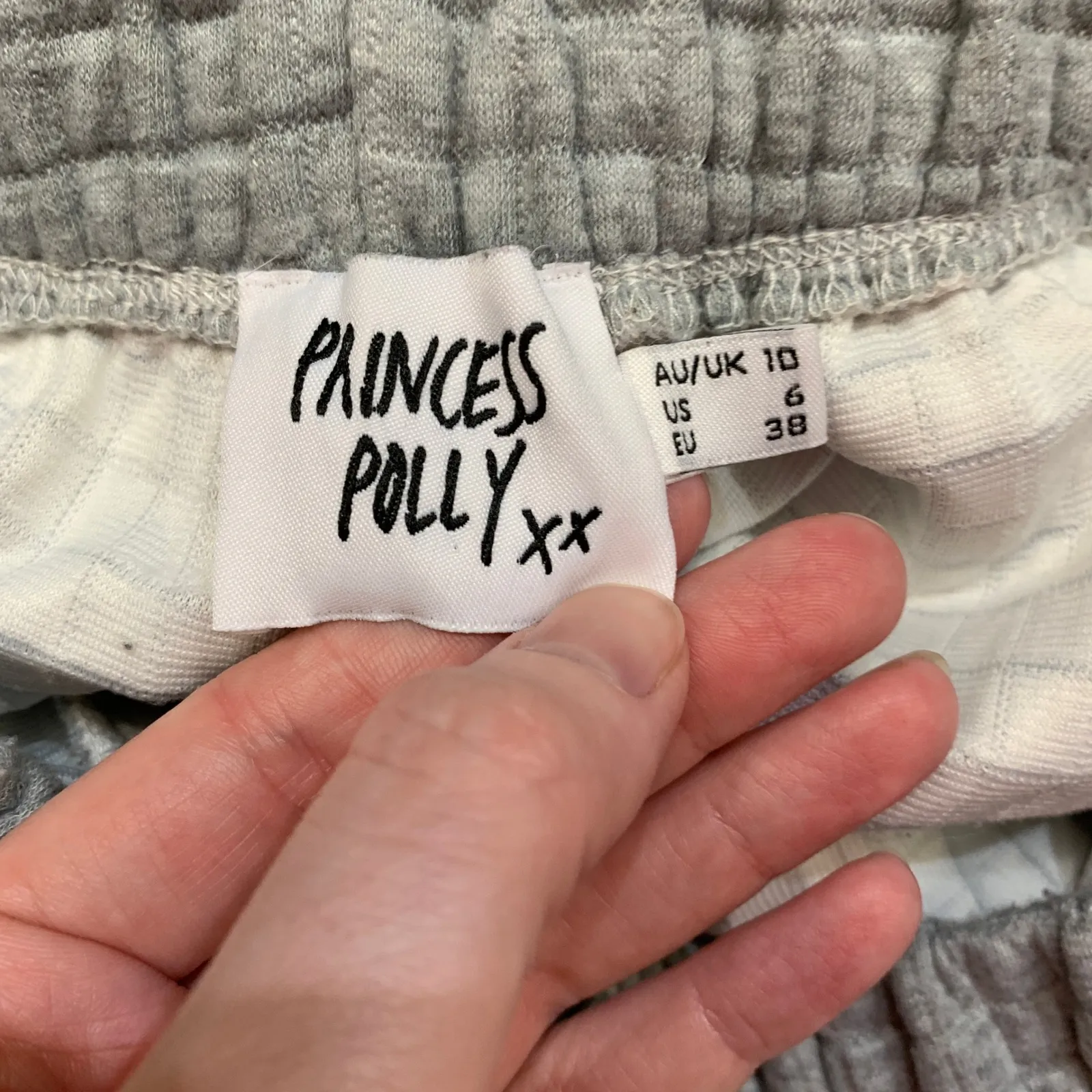 Princess Polly Sweatpants Womens Size 6 Light Grey Ribbed Jogger Elastic Waist - Image 7