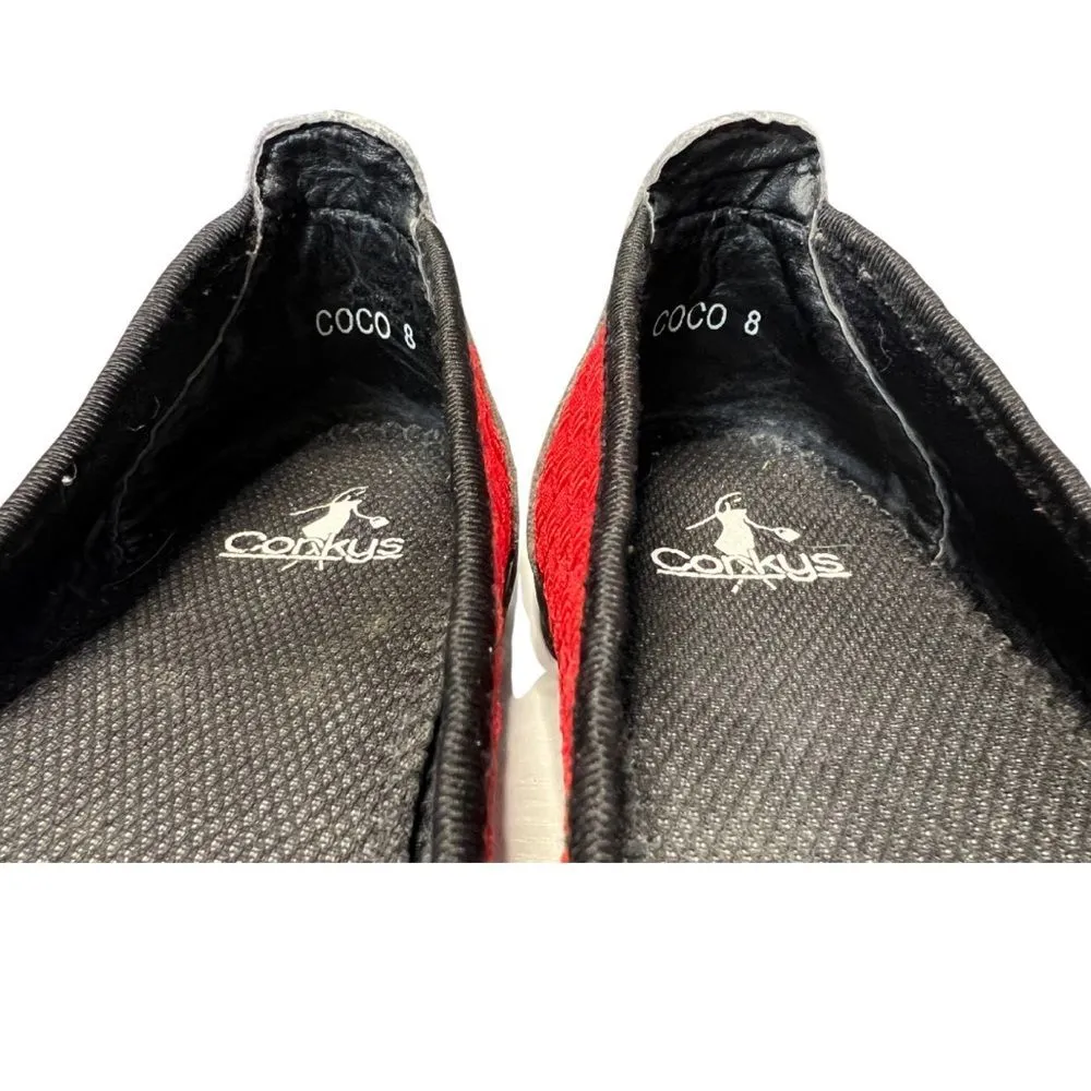 Corkys Coco red woven black patent flats ballerina comfort casual career size 8 - Image 8