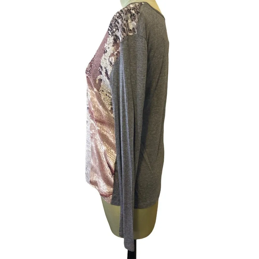 ZARA Basic Collection NWT Top Reptile Brown Gray  Mixed Media Medium Knit Long - Image 2