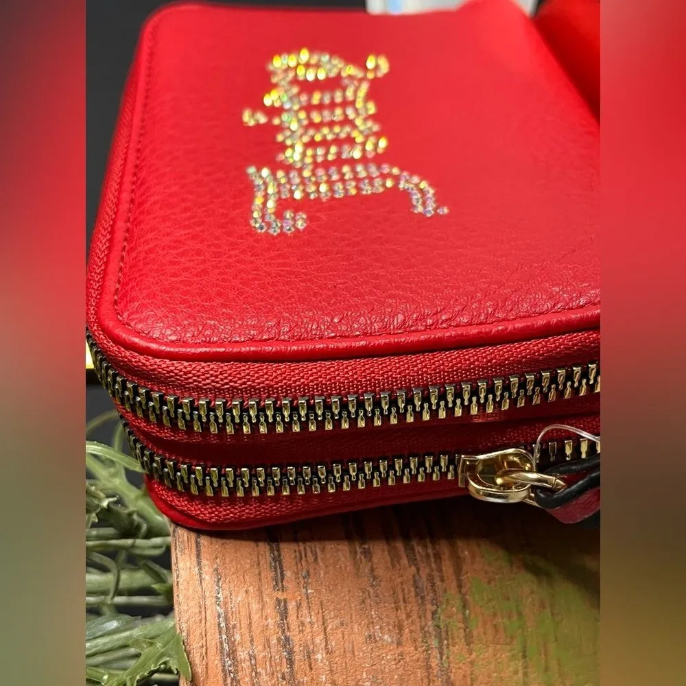 Juicy Couture Breaking the Rules Double Zip Wallet Rhinestone Logo NWT - Image 3