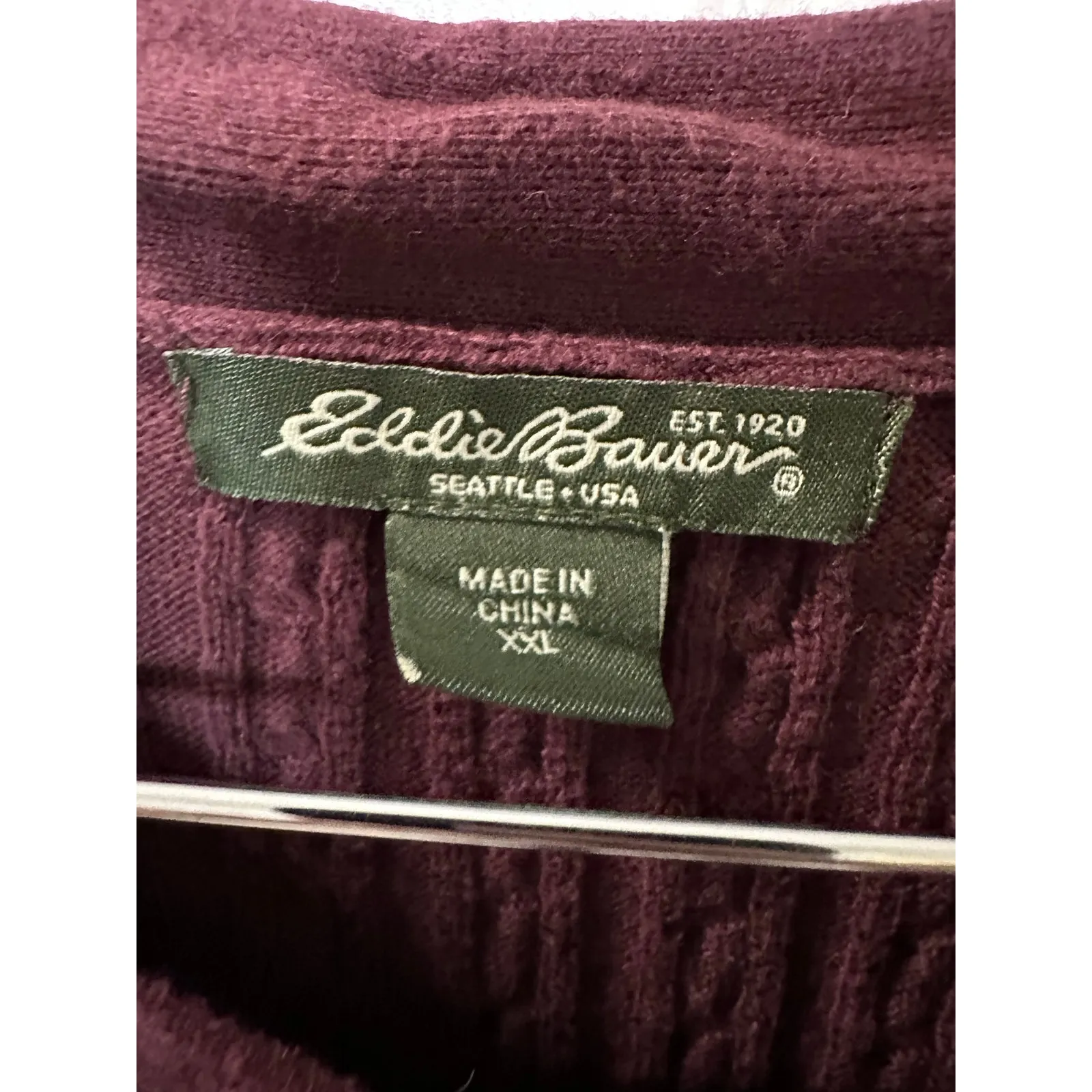 Eddie Bauer Cable Knit V Neck Sweater Women XXL Travel Winter Warm Twee Granola - Image 2