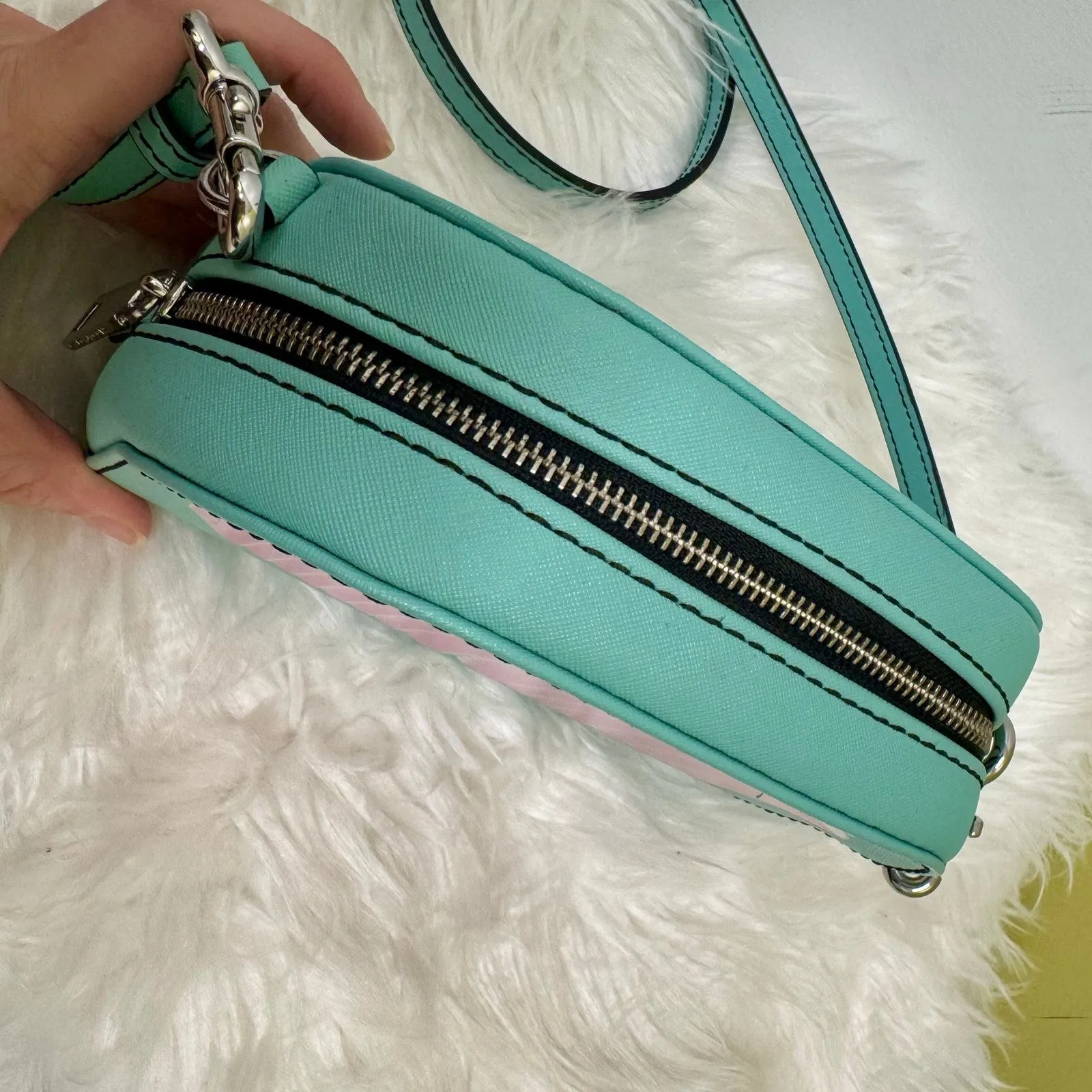 Marc Jacobs Playback Layers Logo Crossbody Purse Teal Pink 80s 90s Retro Barbie - Image 5