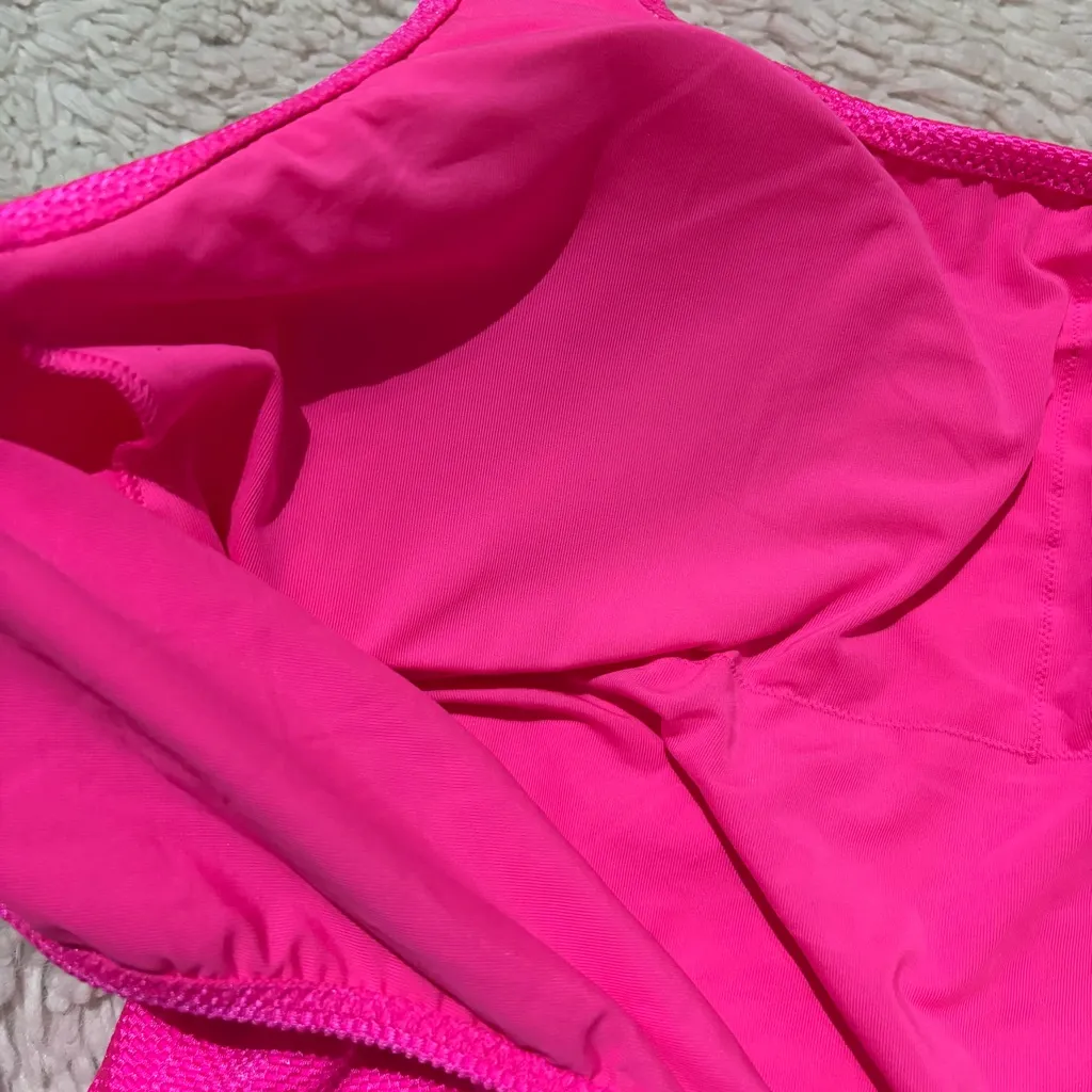 Aerie Women’s Shine Pique Cheekiest One Piece Swimsuit Hot Pink size XL Long NWT - Image 8