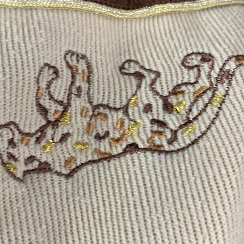 Vintage 80’s brown striped safari theme collar top Brown Size M - Image 6