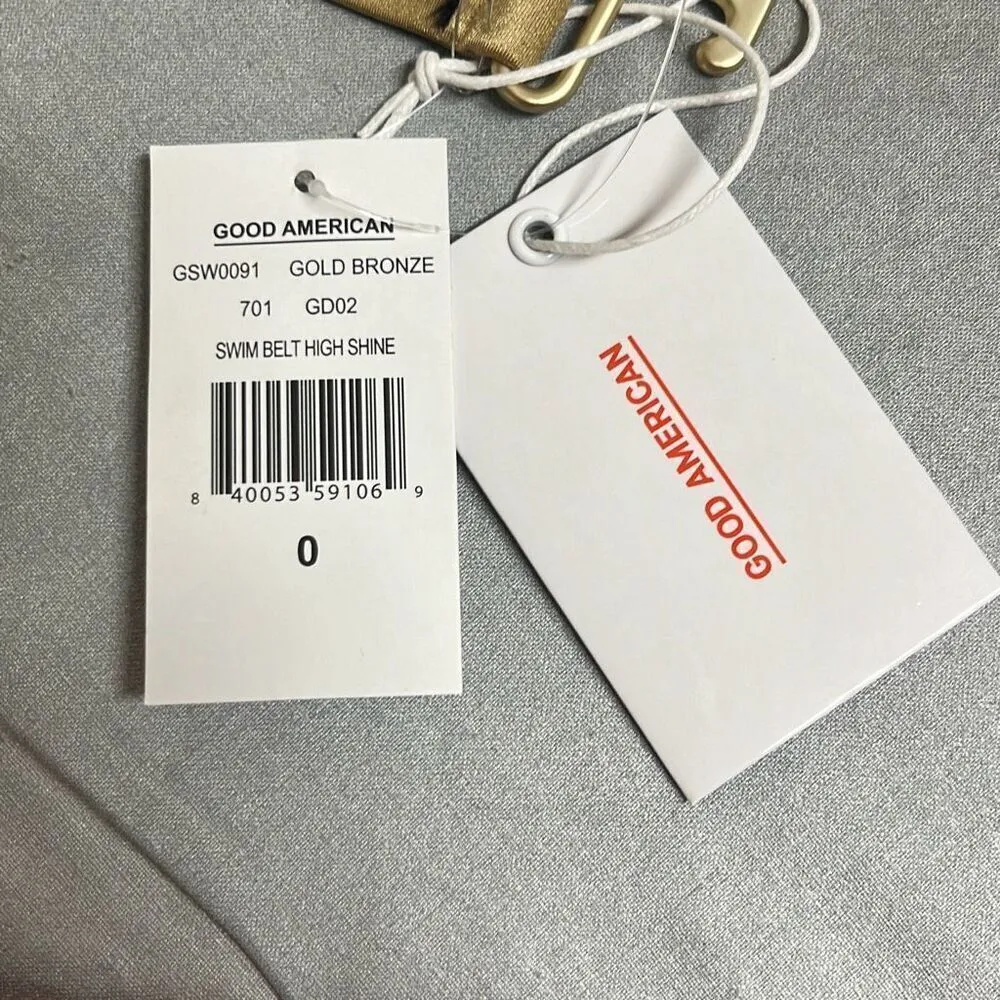 Good American Gold Bronze High Shine Swim Belt Buckle NWT Sz 0 Sexy Resort Beach - Image 5