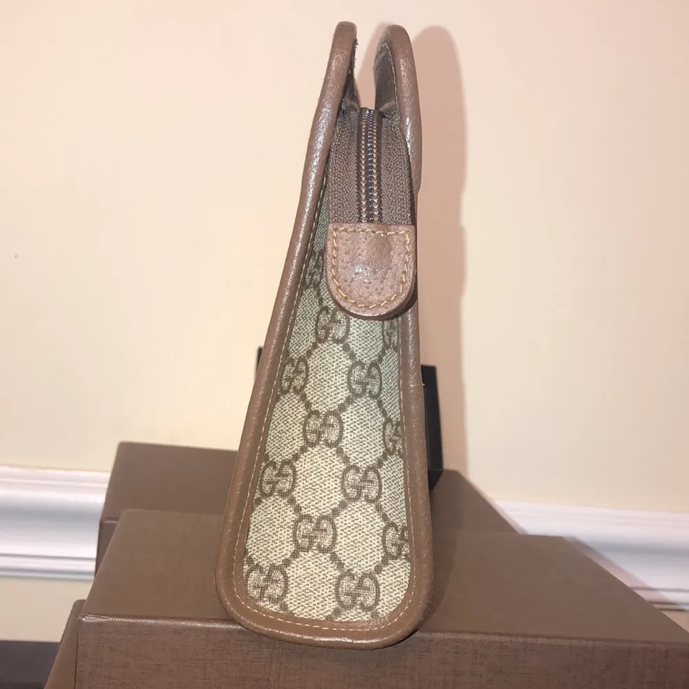 GG Supreme Clutch with Gold GG Zipper Pulls On Top Close and Front Pocket - Image 5