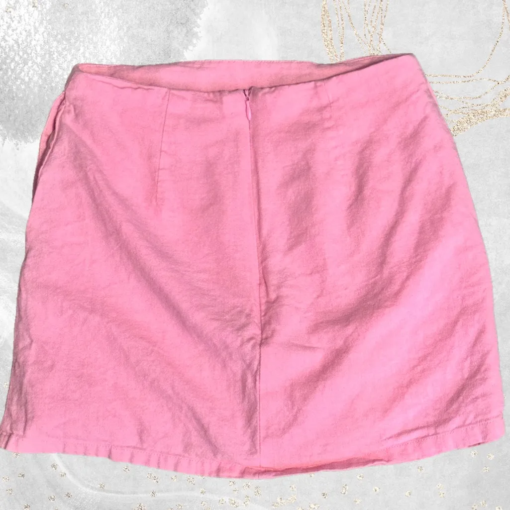 Forever 21 bubblegum pink linen pleated mini skirt sz XS - Image 2