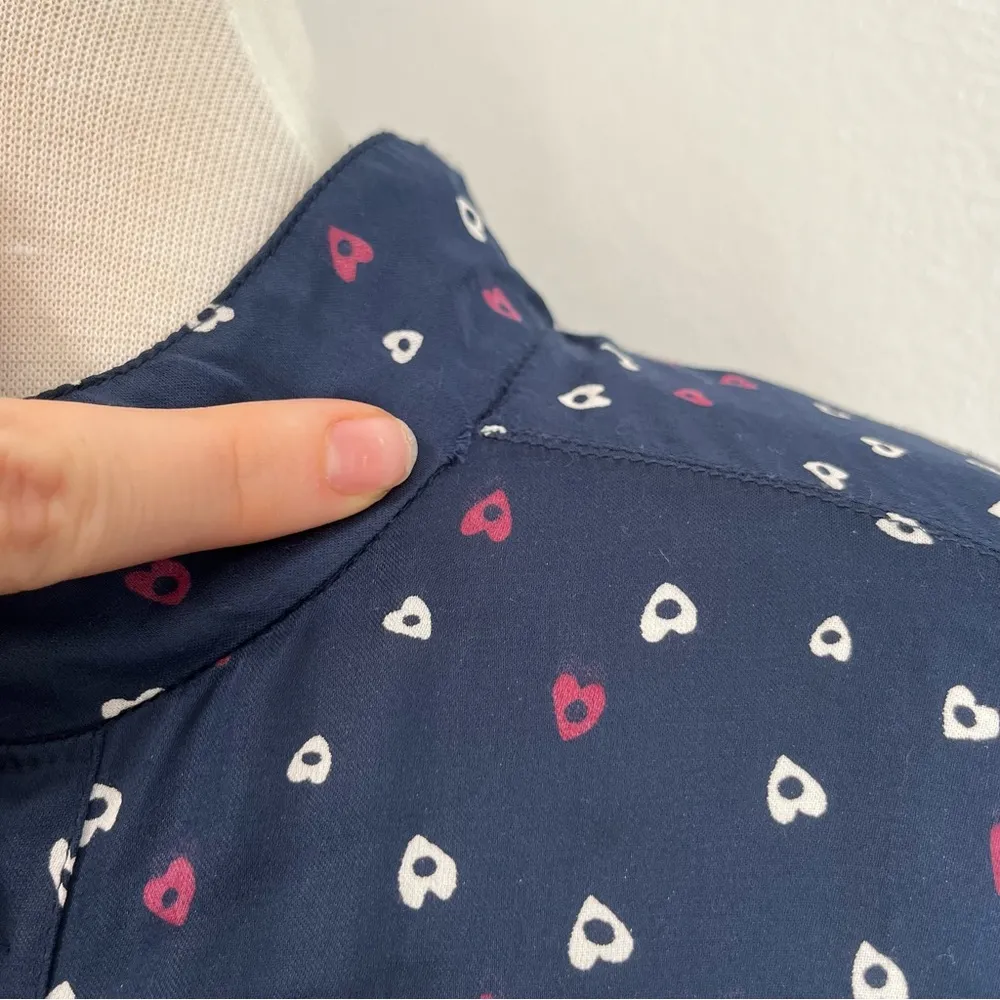 Zadig & Voltaire Ramia Heart Printed Button Navy Shirt Dress Womens Size Medium - Image 9