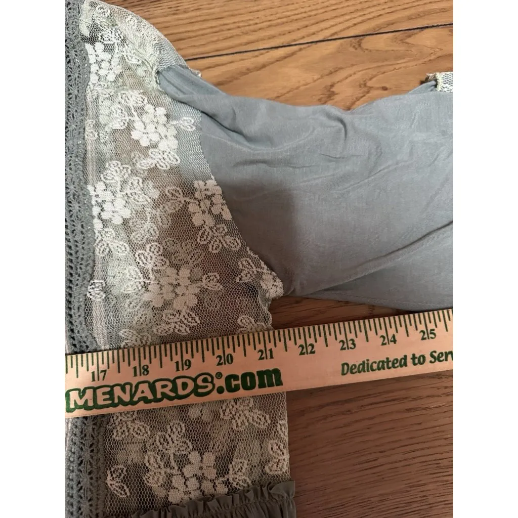 POL Anthropologie Women Sz Large Green Lace Lightweight Boho Open Front Cardigan - Image 5