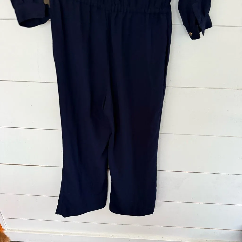 Skies are Blue Women’s Small Navy Blue Wide Leg Jumpsuit Career Office Core - Image 5