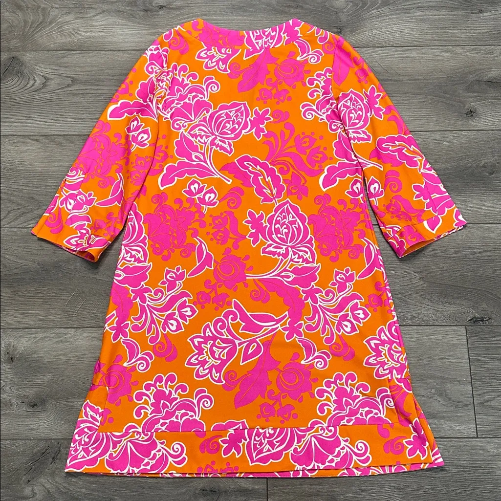 Jude Connally Megan Tunic Dress Etched Floral Coral Pink Size Large - Image 7