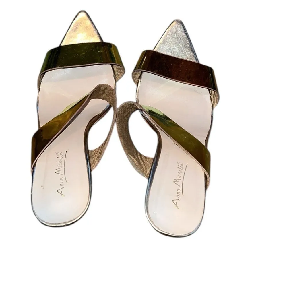Ann Michelle  Gold Heel Sandals Elegant Design Size 9 - Image 2