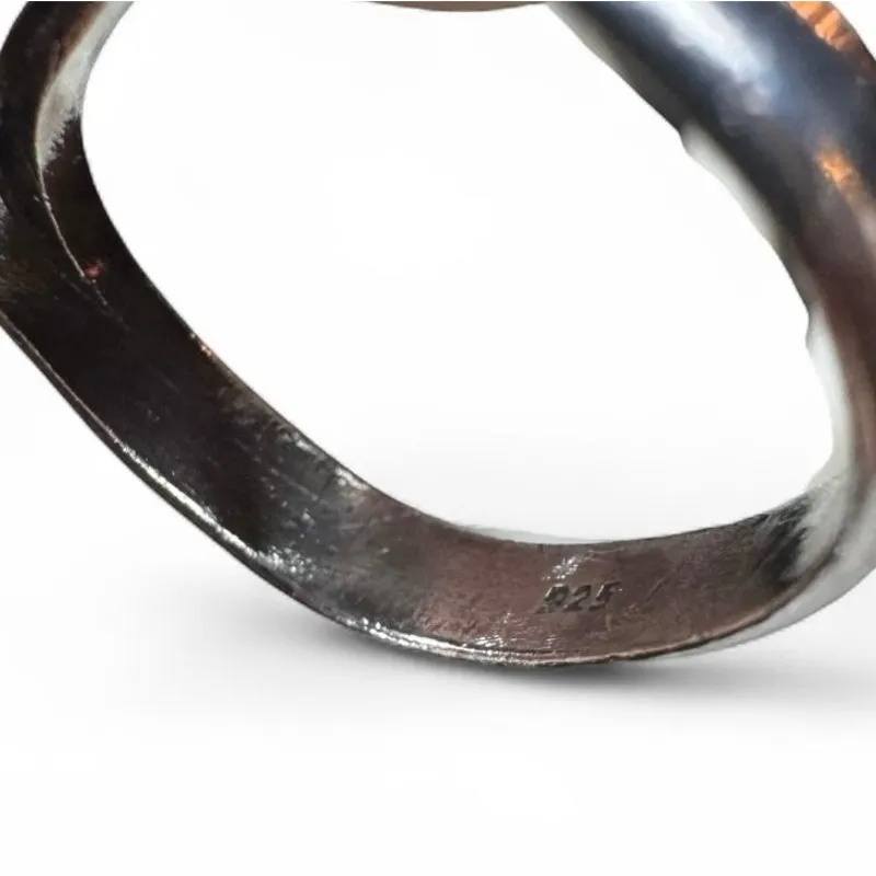 Vintage Navajo Style Sterling Silver Ring Turquoise & Coral Stones Size 6.25 - Image 8