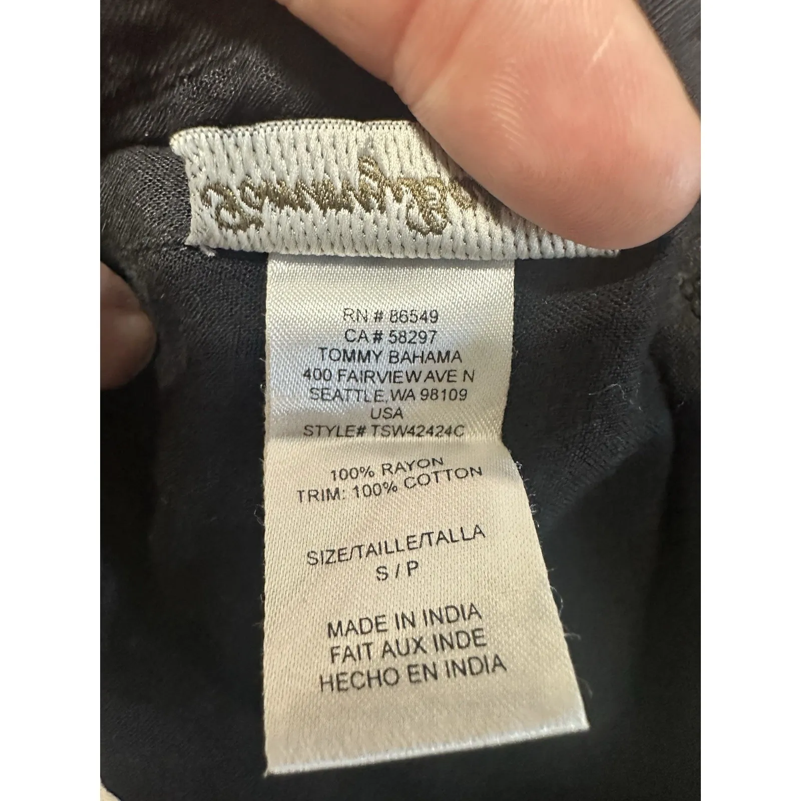 Tommy Bahama Shirred Boyfriend Shirt Swim Cover Up Black Button Down‎ EUC Size S - Image 8