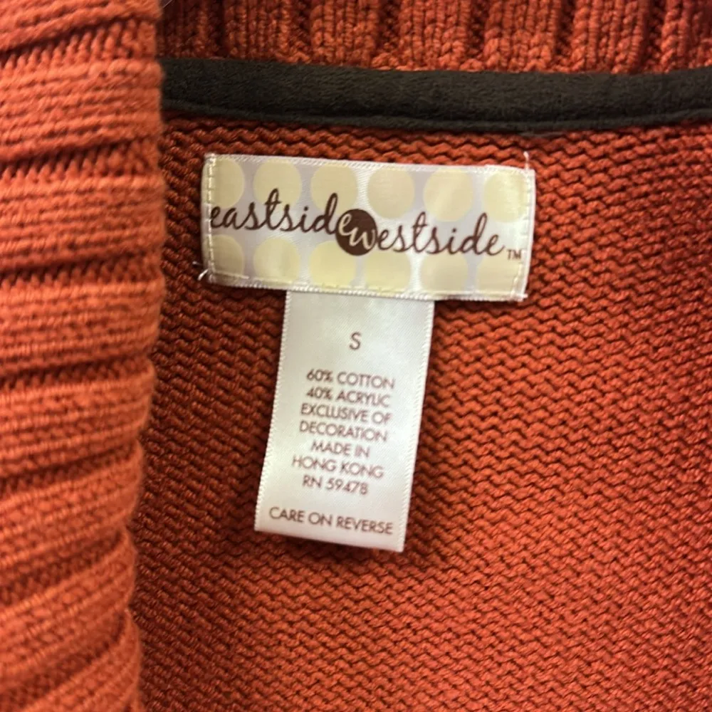 Eastside Westside Rust Knit Collared Pocket Elbow Patch Cardigan Sweater Women S Orange - Image 8
