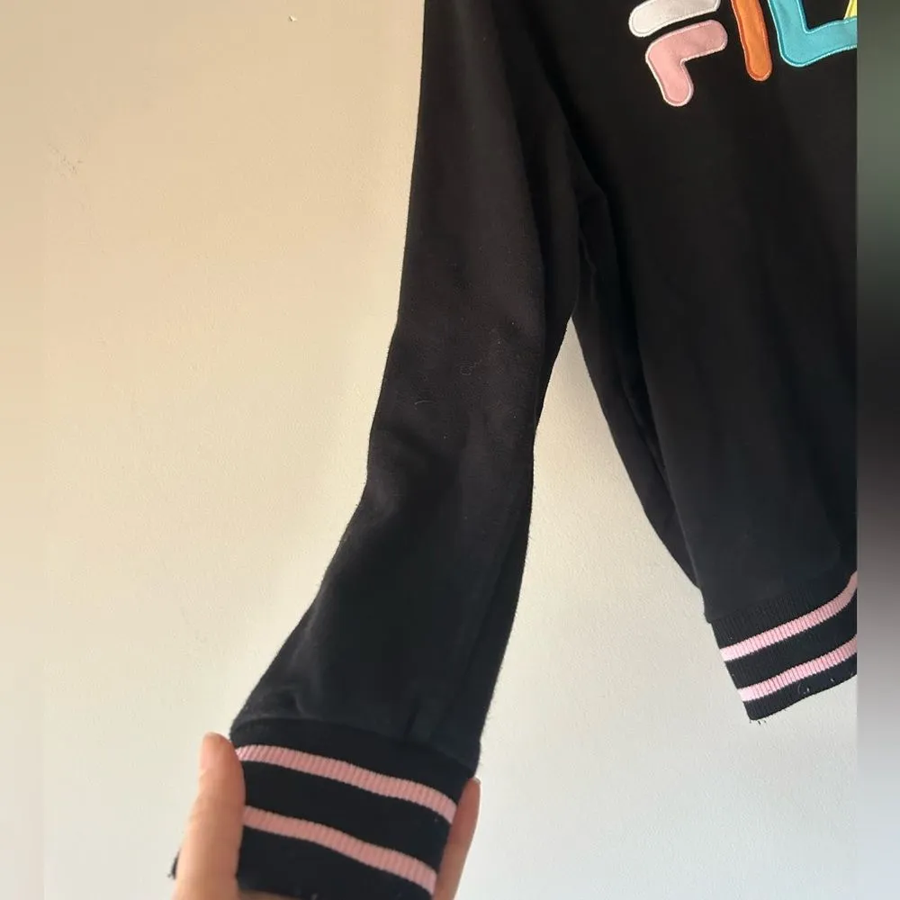 Fila Black Pastel Spell Out Logo Crewneck Sweatshirt Size Large Casual Cute - Image 3