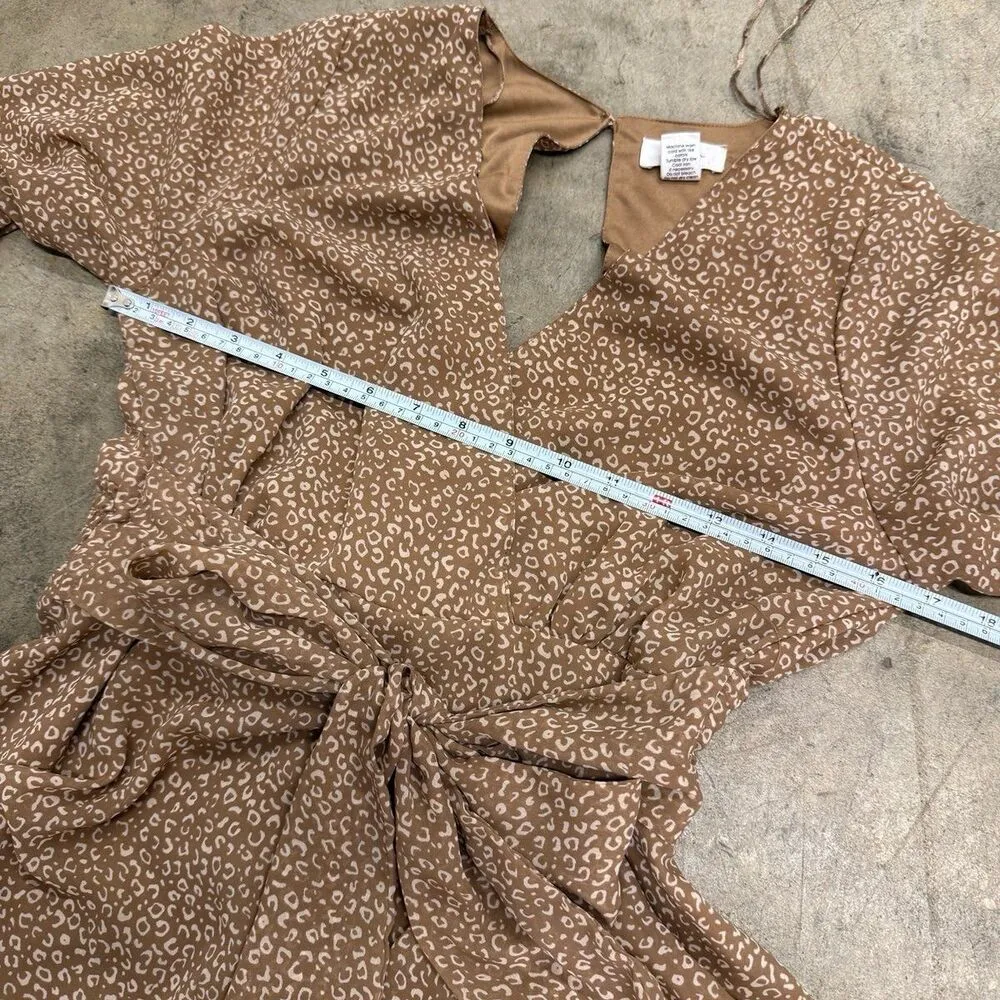 Japna Cheetah leopard print chiffon flowy long sleeve romper - Image 3